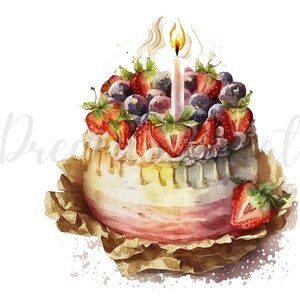 12 Colourful Birthday Cake Clipart - High Quality Jpgs - Digital ...