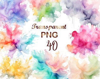 40 Watercolor Pastel Alcohol Ink Splash PNG Paint Splatter Clipart Alcohol Ink Clipart Abstract Clipart PNG,Commercial Use, Instant Download
