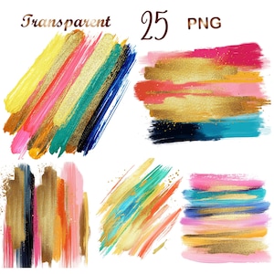 Paquete de 25 imágenes prediseñadas de salpicaduras de color PNG, imágenes prediseñadas de salpicaduras de pintura, imágenes prediseñadas de tinta dorada, imágenes prediseñadas abstractas PNG, uso comercial, descarga instantánea