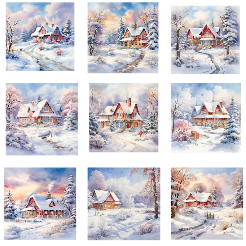 60 Printable Winter Background Digital Paper, Winter Landscape ...