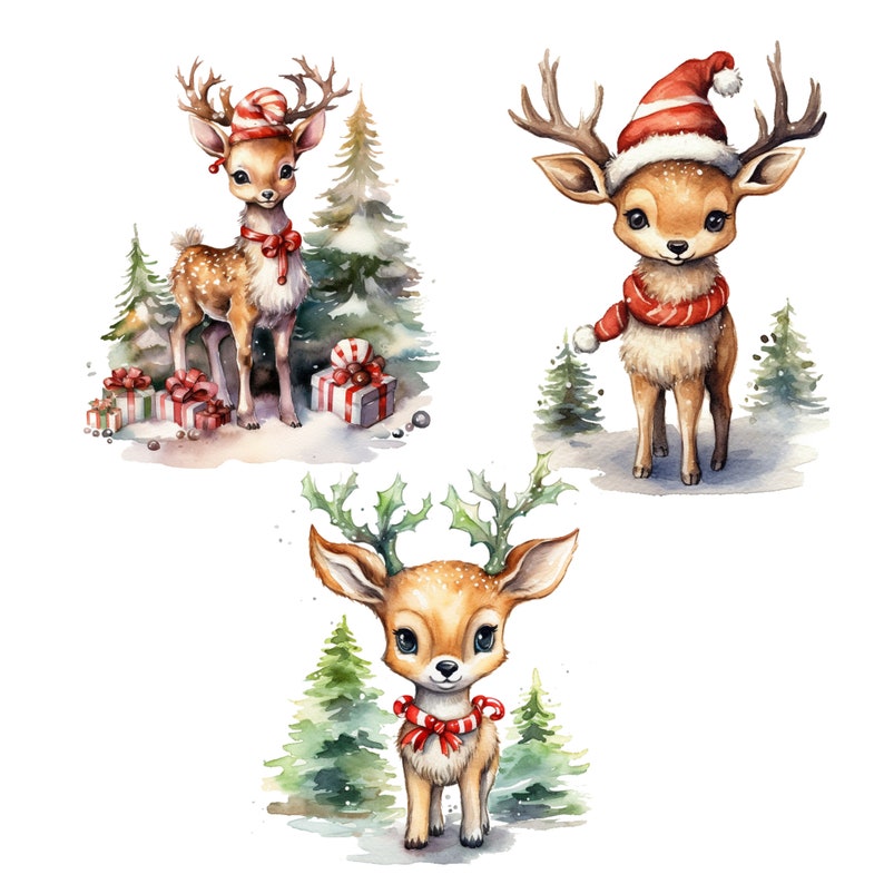 11 Cute Fawn Clipart , Christmas Deer Clipart, High Quality Jpgs ...