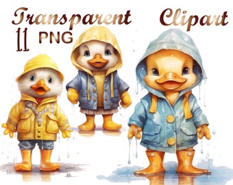 11 Watercolor Duck PNG Clipart, duckling png, duck clipart, duckling clipart, watercolor clipart, digital download, duck png, commercial use