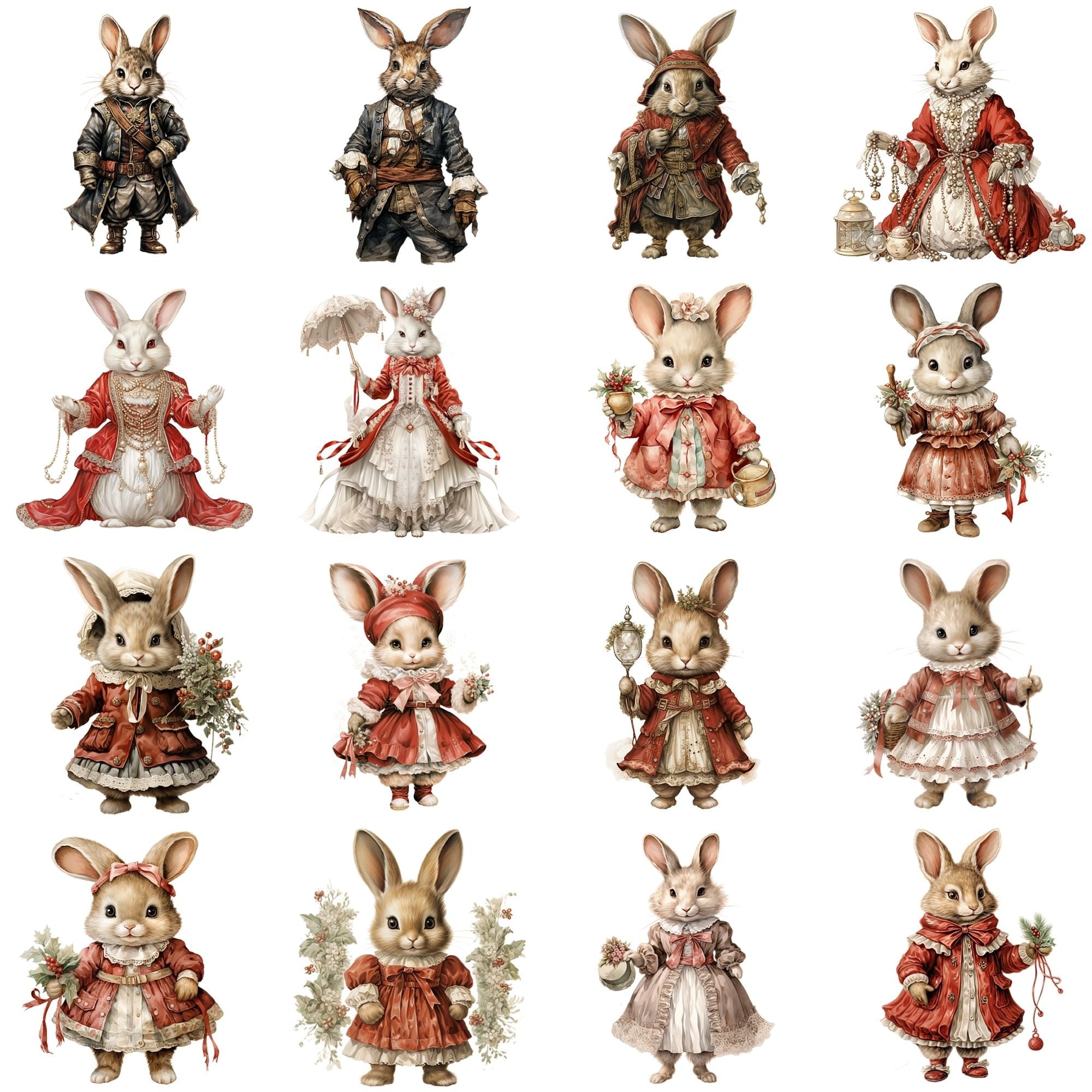 36 Fairytale Rabbit Clipart Bundle,png,fairy Tale Animal Clip Art ...