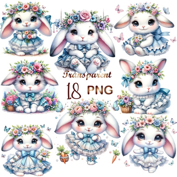 18 PNG, Cute bunny clipart,bunny clipart cute bunny,bunny rabbit clipart, floral bunny clipart,bunny with flowers clipart,baby bunny clipart