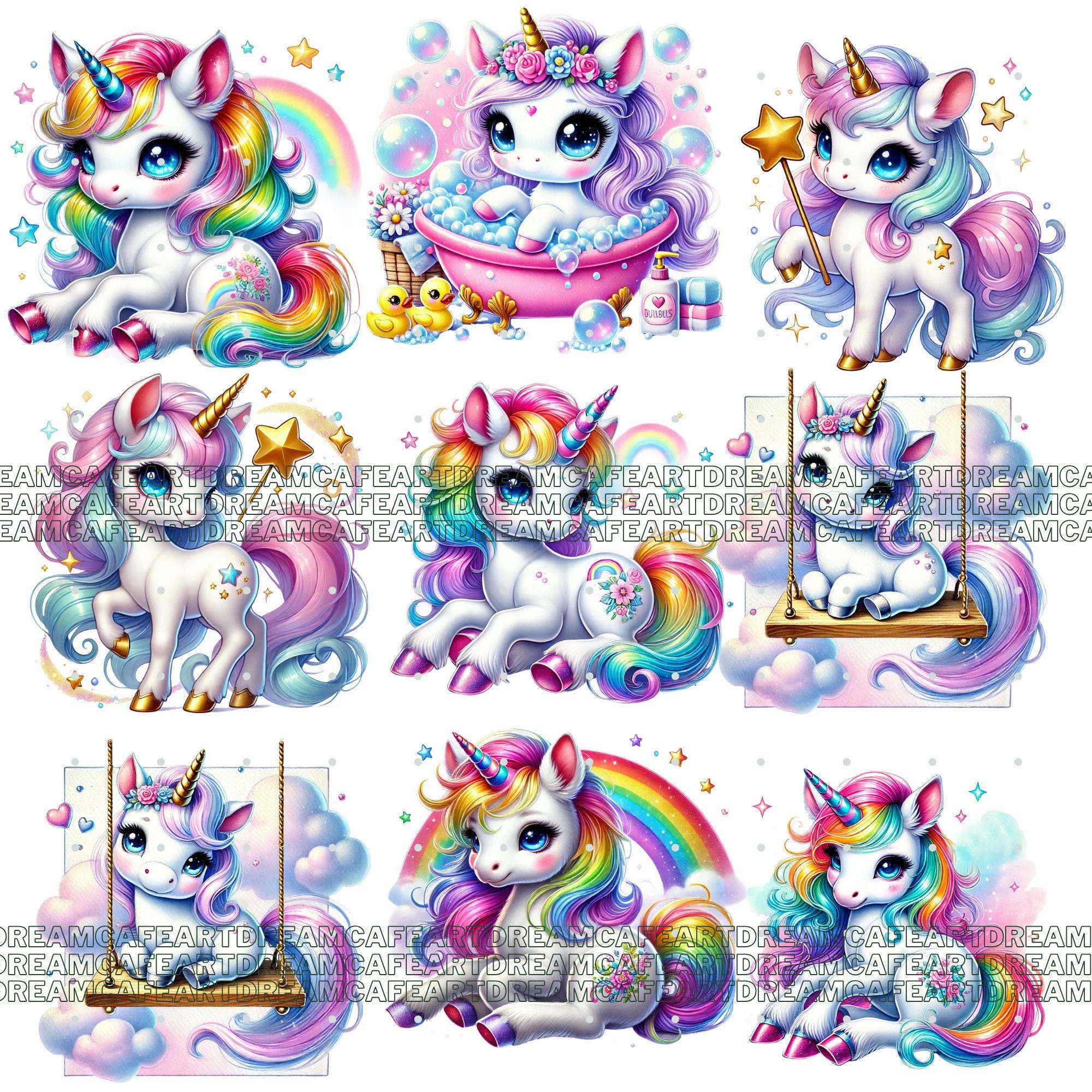 110 PNG Baby Unicorns Clipart Bundle – Cute Magical Unicorn Graphics ...