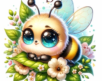 13 Floral Honey Bee on Honeycomb png, bee png for sublimation, bee lovers, bee watercolor png, bee clipart, bee sublimation png