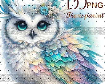 Owl Clipart bundle 135 PNG, Sparkling Owl Sublimation, Colorful Owls, Owl artwork, Owl printable, Digital Download, Card Making