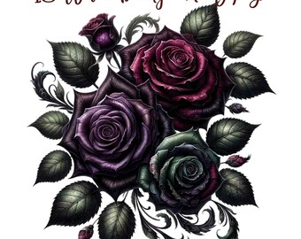18 JPG, Gothic flowers clipart, Magical Gothic Flowers Clip Art, Dark Fairytale Fantasy, Gothic Roses