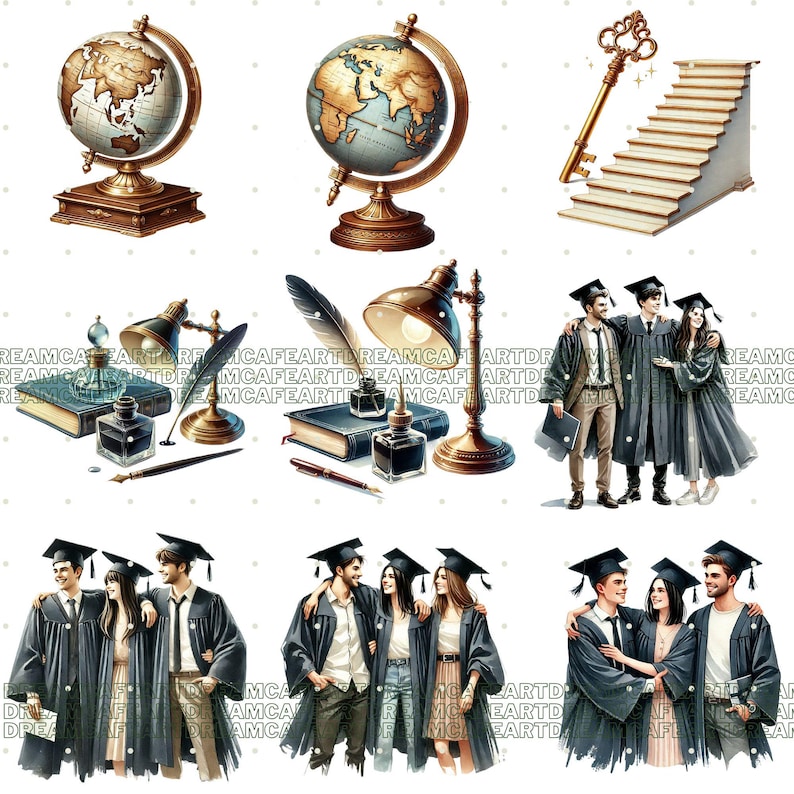 122 PNG Graduation clipart bundle, diploma clipart, graduation hat ,graduation cap, college clipart, Commercial Use, Digital Download image 4