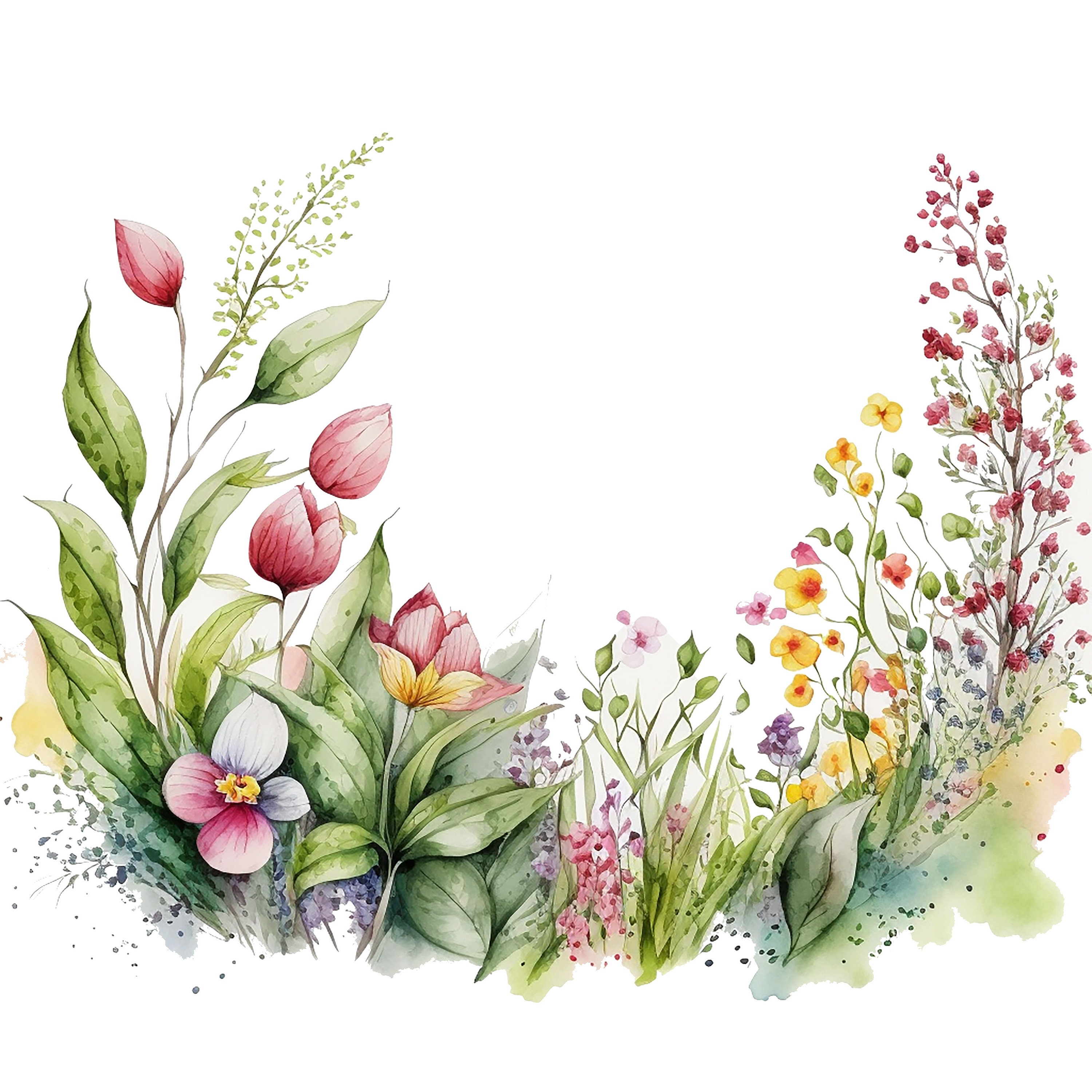 10 Watercolor Spring Border Clipart Jpgs,commercial Use,digital ...
