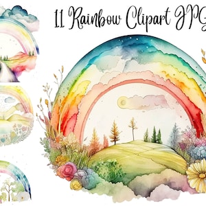 11 Watercolor Rainbow Clipart, High Quality, JPGs, Commercial USe, Digital Download, Rainbow clipart, Watercolor clipart, Rainbow clip art