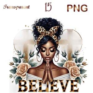 15 PNG, Black Girl Praying Clipart, Black Woman Faith Clipart, Jesus and Faith, Black girl clipart,afro girl clipart,Sublimation,dtf png,dtf image 10