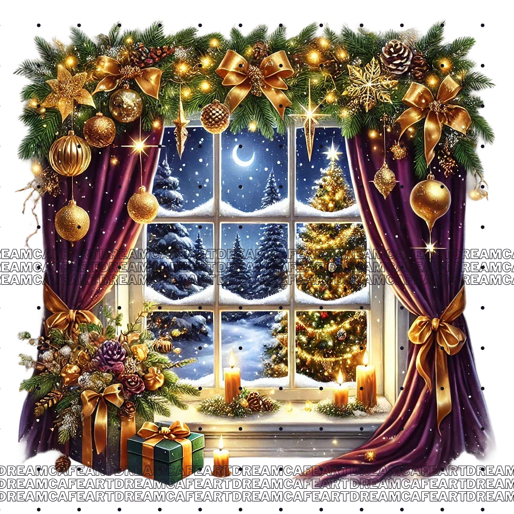 Window Christmas Vector 30 PNG Set 3 Christmas Windows Clipart Bundle, Festive Window Scene ...