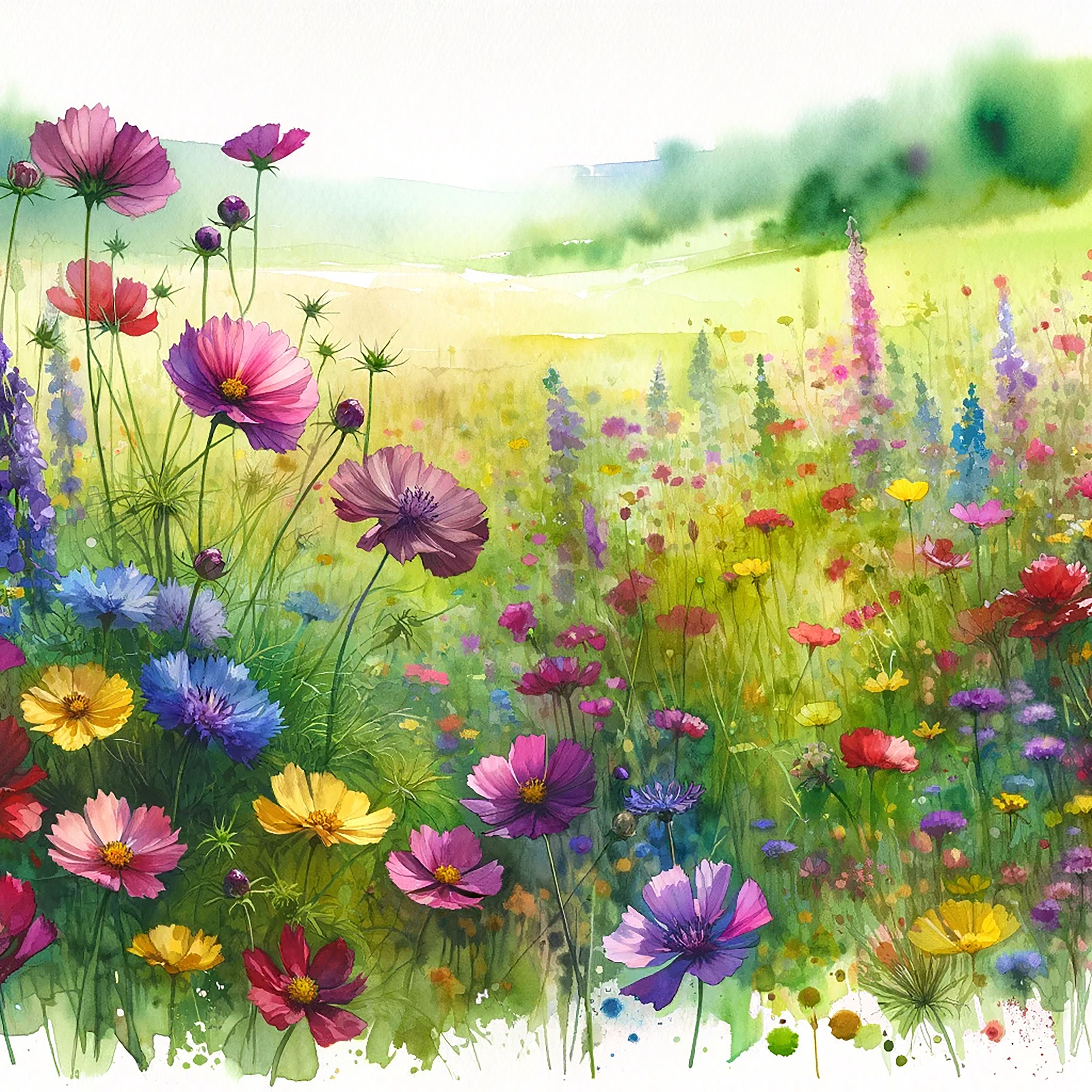 20 Watercolor Wildflowers Digital Paper Set, Spring Flowers Junk ...