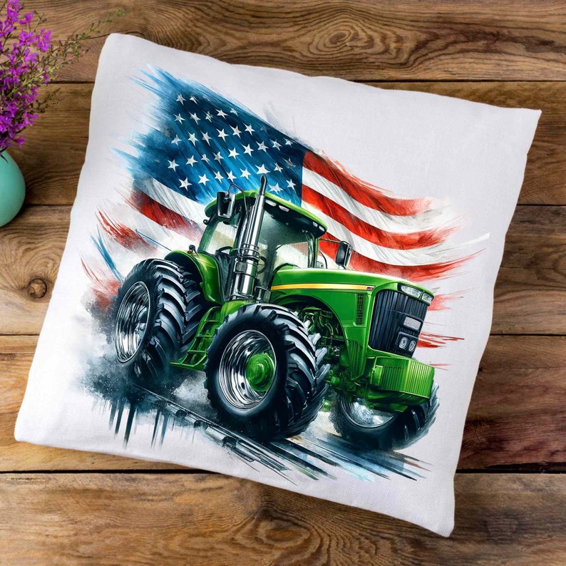 2 PNG, Traktor png, Bauernhof Traktor png, grüner Traktor png, Traktordesigns, Traktor mit amerikanischer Flagge, Sublimation Bild 8