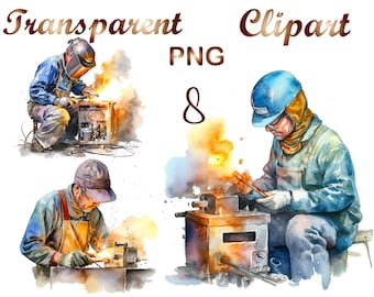 8 Welder Watercolor Welding Clipart Iron Worker PNG Commercial Use Welding Watercolor Illustration Welder Clipart Welding Welder PNG Graphic