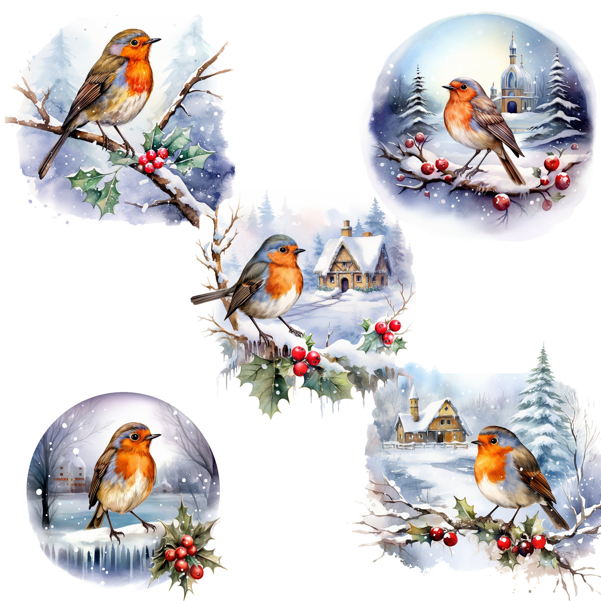 25 Christmas Robin Clipart PNG, Winter Robin PNG, Bird Robin PNG. Red ...