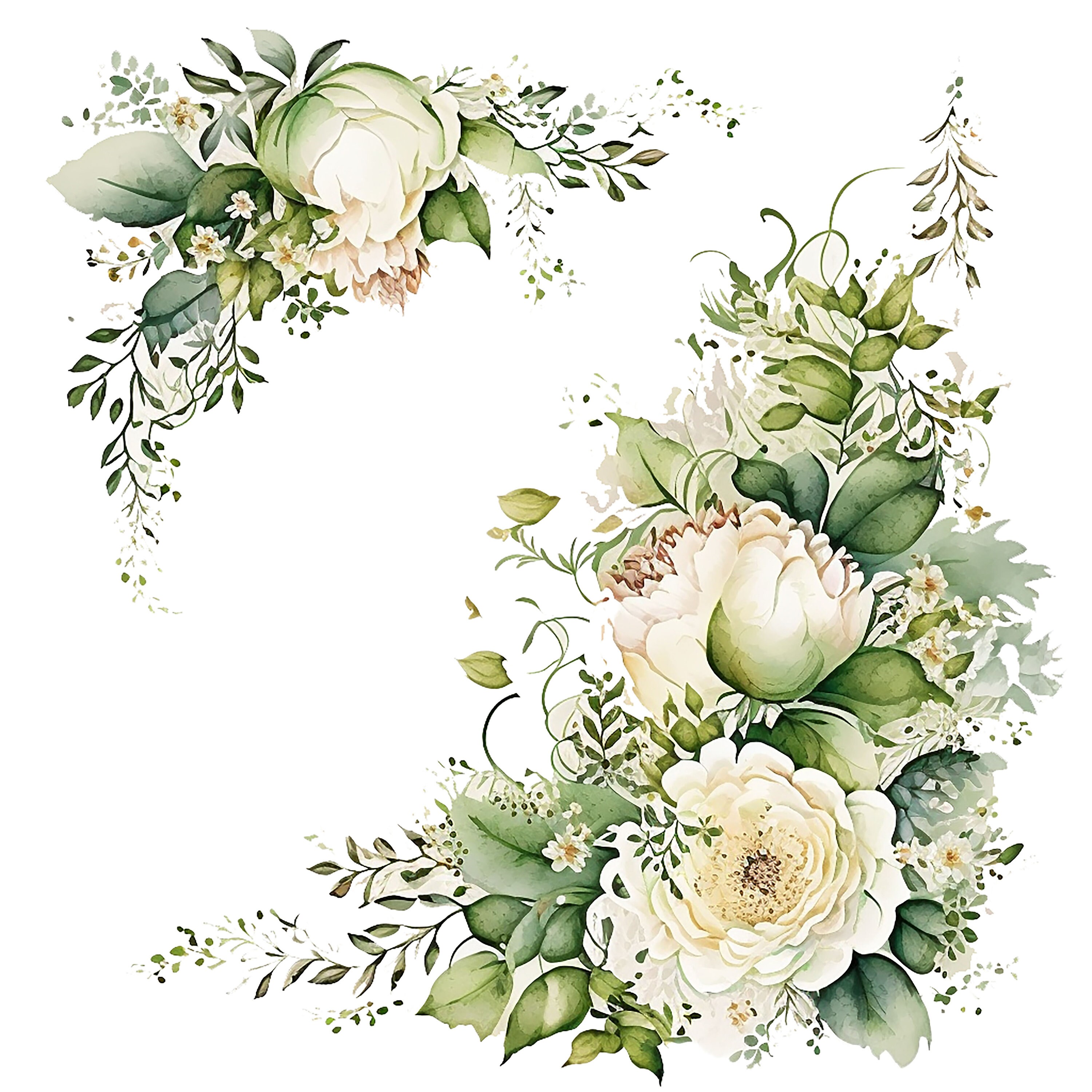 File Border Flower 11 Flower Border Clipart High Quality Jpgs Digital Download - Etsy ...