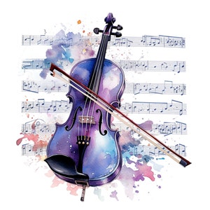 10 Watercolor violin Clipart,PNG, violin Clipart, violin Sublimation,Watercolor violin clipart, clipart pack, nursery art