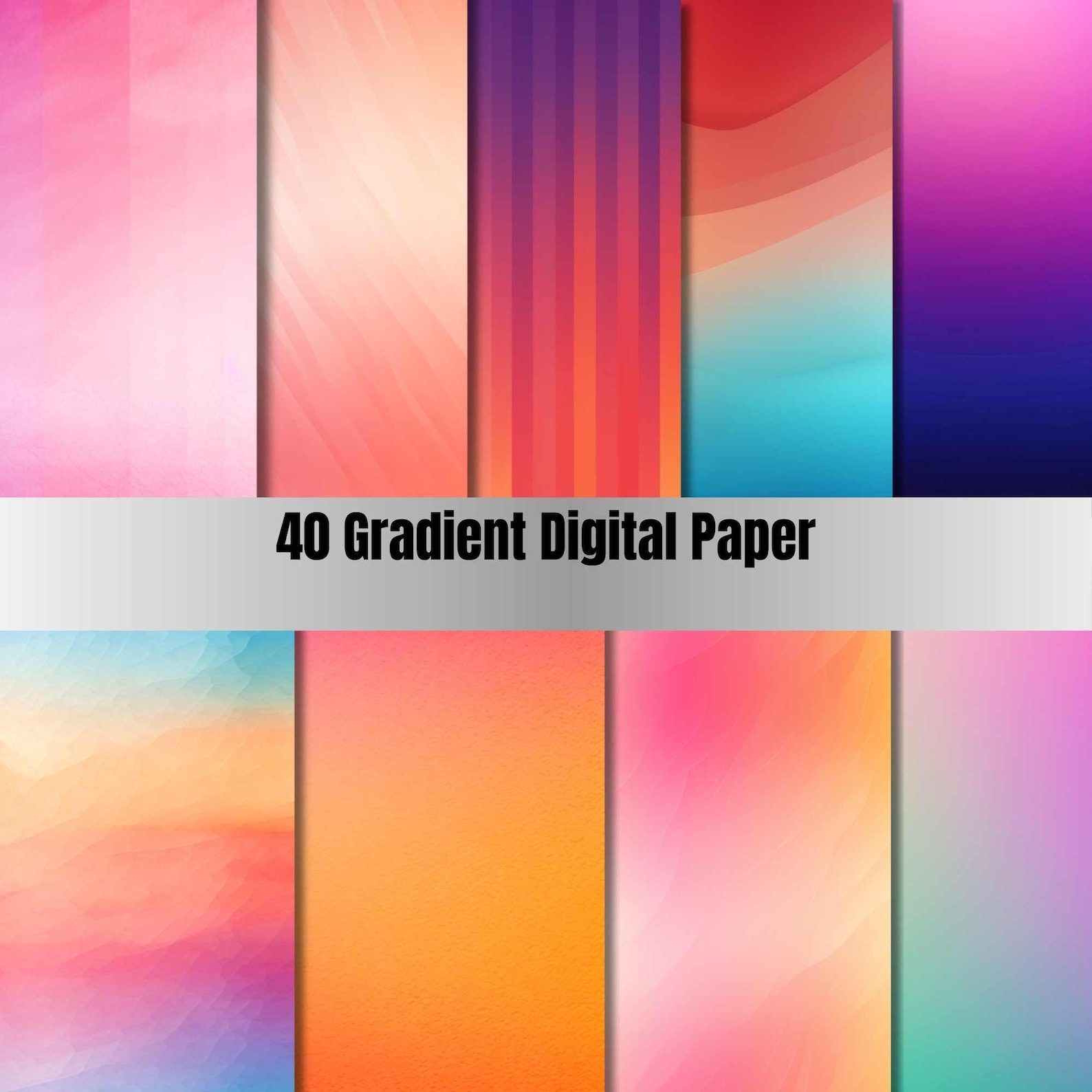 40 Printable Gradient Digital Paper, Gradient Digital Papers, Gradient ...