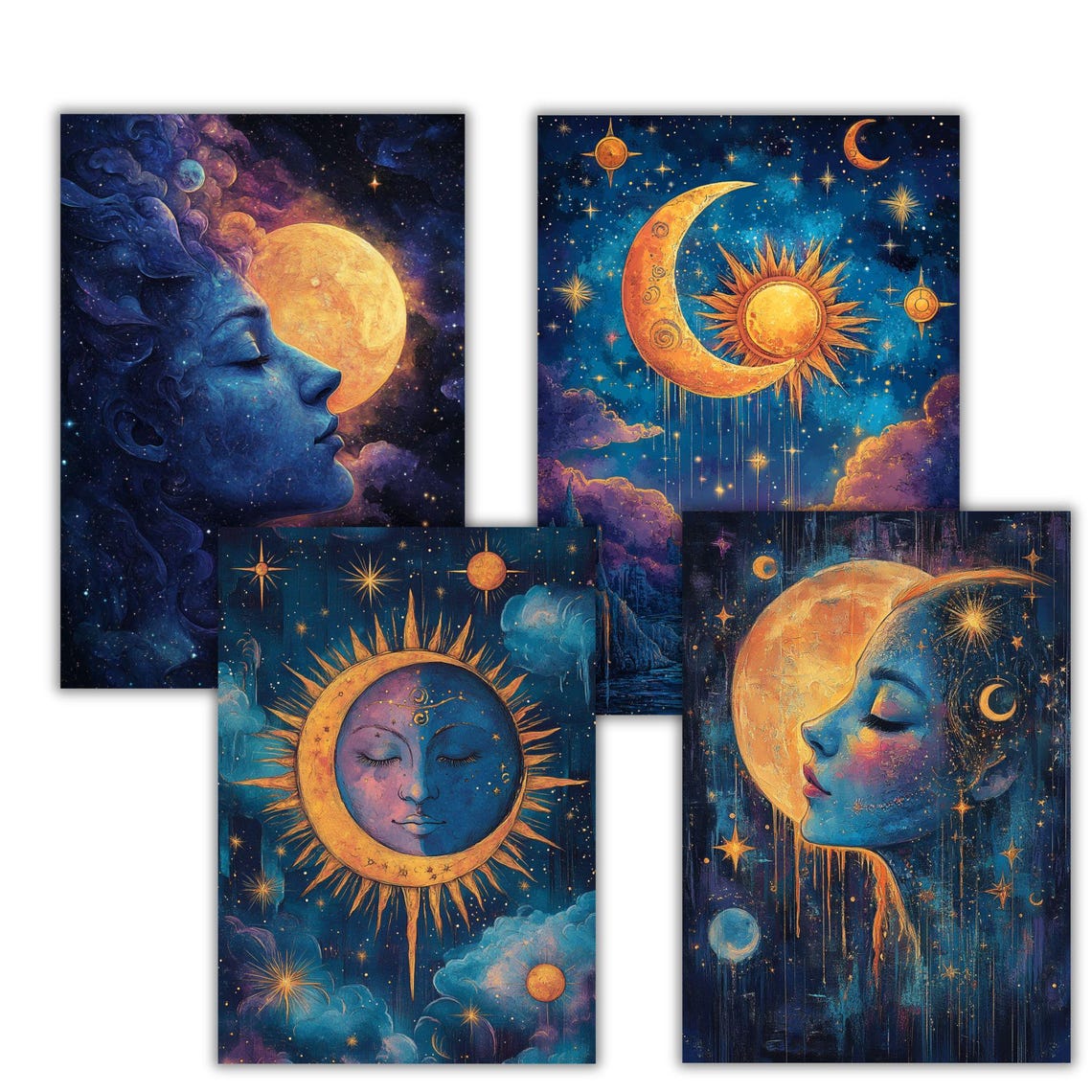 40 Mystical Moon Junk Journal Pages, Digital Scrapbook Paper Kit ...