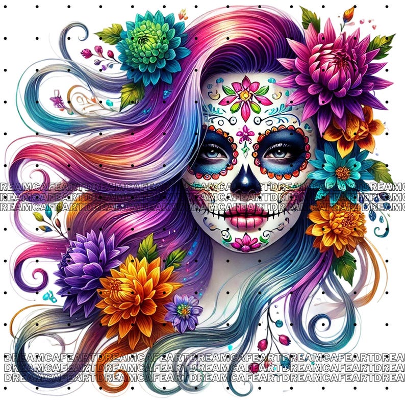 35 PNG Sugar Skull Clipart Bundle, Set 2, Day of the Dead Graphics ...