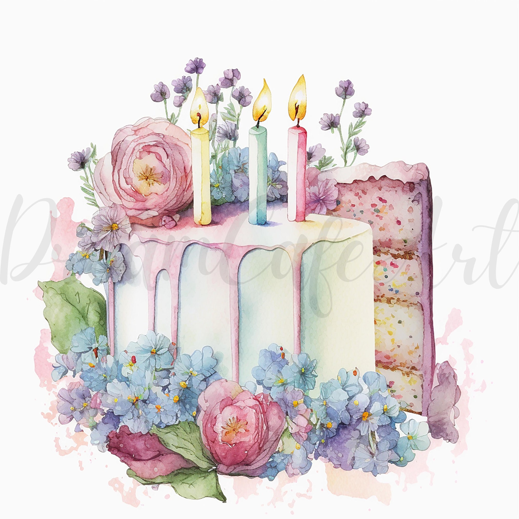 10 Colourful Birthday Cake Clipart - High Quality Jpgs - Digital ...