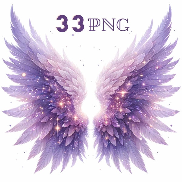 33 cliparts d'ailes d'ange, Halo clipart, clipart ciel, ailes blanches PNG, ailes de fée, Portrait personnalisé, sublimation, planificateur d'autocollants