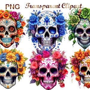 25 Sugar Skull Sublimation Bundle,Day of the Dead Candy Skull Clipart Sublimation Designs, png,sublimation t shirt design, halloween png