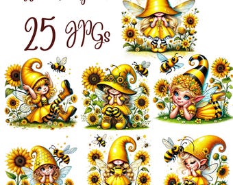 Bumble Bee Gnomes Png Sublimation Design Download, Hand Drawn Gnomes ...