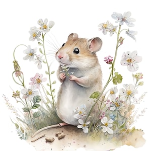 20 Flower Mouse Clipart High Quality Jpgs Digital Download Card Making ...