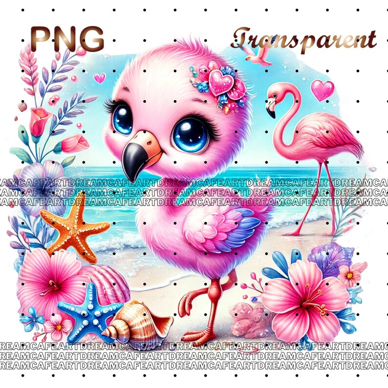 Flamingos Clipart Bundle, Cute Pink Birds Graphics Designs, 36 PNG Set1 ...