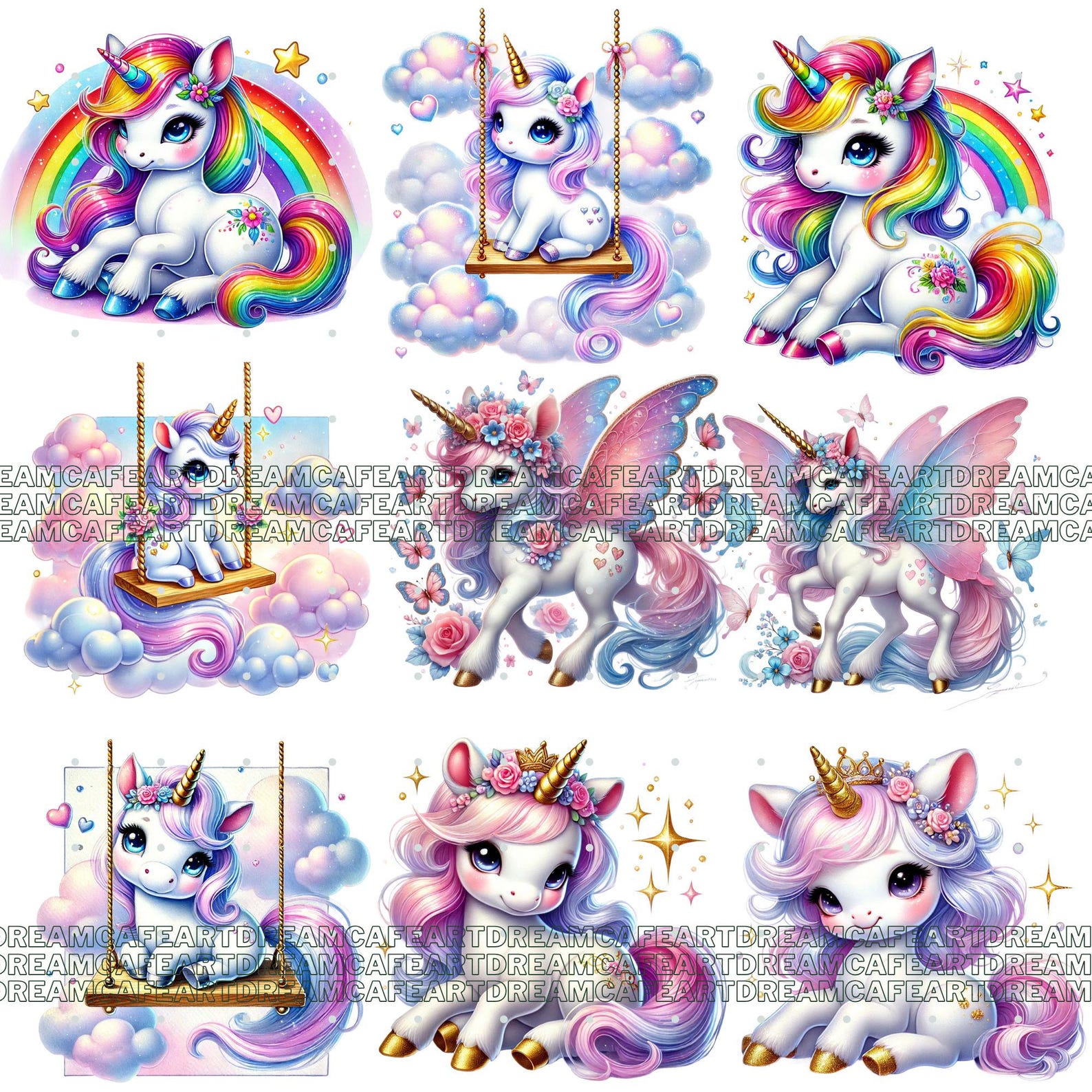 110 PNG Baby Unicorns Clipart Bundle – Cute Magical Unicorn Graphics ...