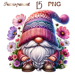15 Geburtstagsmonat Blume Clipart, Geburtstagsmonat Blumen Gnom, Kosmos Gnom, niedliche Zwerge png, niedliche Zwerg Clipart