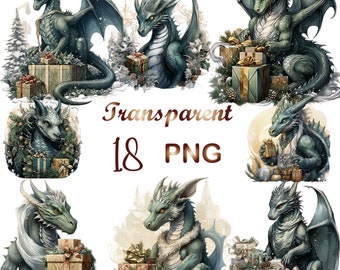 18 Christmas dragon PNG, Christmas clipart, Winter clipart, Holiday clipart, Dragon clipart, Dragon png, Digital Download,Commercial use