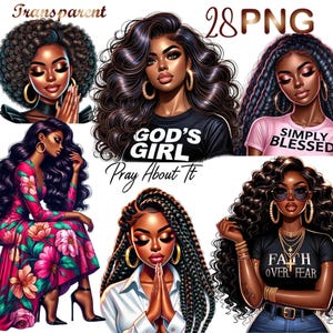 28 PNG, Black Girl Praying Clipart, Black Woman Faith Clipart, Jesus and Faith, Black girl clipart,afro girl clipart,black girl graphics