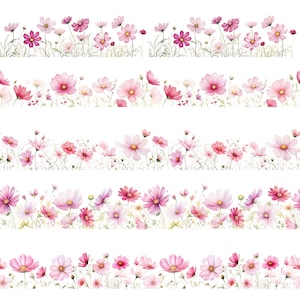 25 PNG, Flower Cosmos Border, Floral Clipart, Seamless Flower Border ...