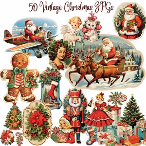 50 Christmas Clipart, High Quality JPGs, Digital Download - Card Making, Mixed Media, Digital Paper Craft,Christmas clipart