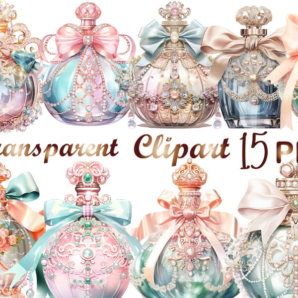 15 Princess Perfume Bottle, png,pastel Fantasy PNG, sublimation design, digital Image, card making scrapbook, junk journal crafts