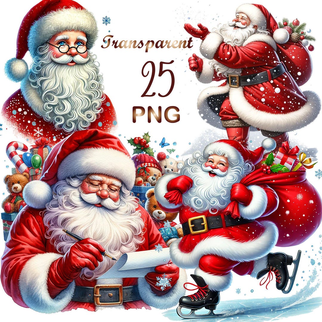 25 PNG Santa Claus Bundle, Santa Claus Clipart, Christmas Clipart ...