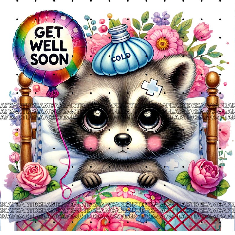 20 PNG, Get Well Soon Clipart Bundle,adorable Animal Illustrations