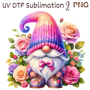 2 PNG, Rose gnome design, summer gnome png, gnome png, Sublimation, dtf png files trendy,dtf png artwork,dtf,dtf design