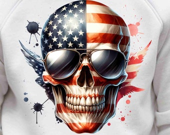 Patriotic Flag Skull, 3d skull png, skull american flag png, american skull png, american flag skull png, skull png, dtf designs png,dtf png