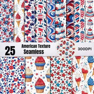 25 Amerikanische digitale Papiere, 4.Juli Tapete, 4.Juli Tapete, Unabhängigkeitstag Muster, 4