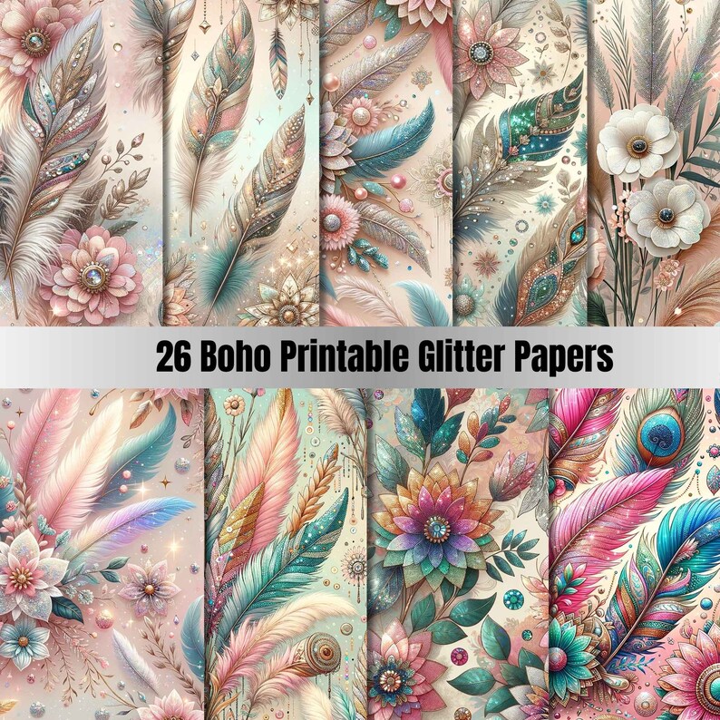 Patterned Craft Paper Boho 26 Boho Printable Pattern, Boho File, Boho Backdrop, Boho Background ...