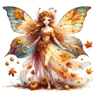 12 PNG JPG fall pumpkin fairy clipart bundle, Fairy Illustration,cute fairy clipart, fairy clipart watercolor, FreeCommercial USe