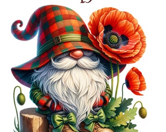 13 Birth month flower Clipart, Birth month flower gnome, Poppy Gnome, cute gnome png, cute gnome clipart,gnome png