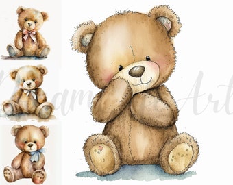 11 PNG/JPGs Teddy Bear Clipart, High Quality, Digital Planner, Paper crafts, Watercolor, Teddy bear, Teddy Bear, Cute Teddy bear, Teddy