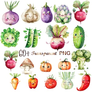 60+PNG, Vegetable Clipart bundle, Watercolor Cute Vegetable clipart, Garden Clip Art, Healthy Food clipart, Vegetable clipart,dtf png bundle