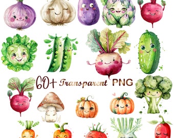 60+PNG, Vegetable Clipart bundle, Watercolor Cute Vegetable clipart, Garden Clip Art, Healthy Food clipart, Vegetable clipart,dtf png bundle